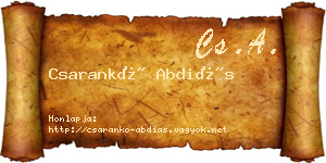 Csarankó Abdiás névjegykártya